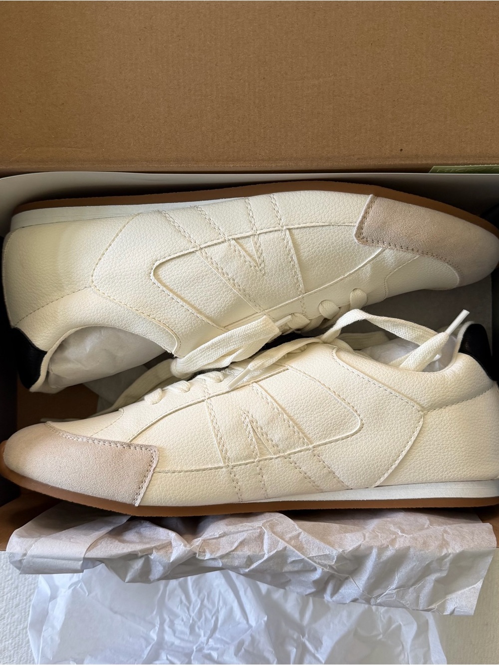 LOFT Size 9.5 Cream Retro Sneakers Gum Sole Suede Detail NWT
